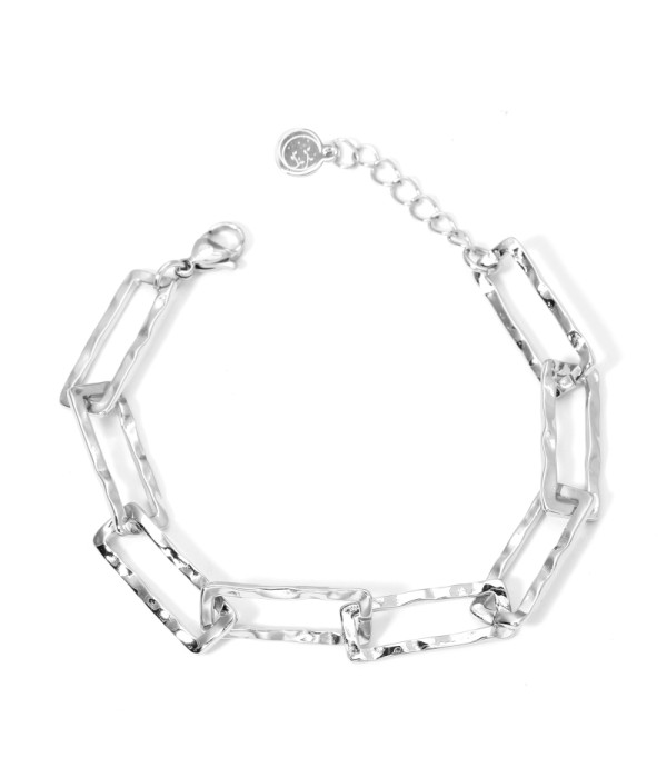 Pulsera plateada eslabones rectangulares