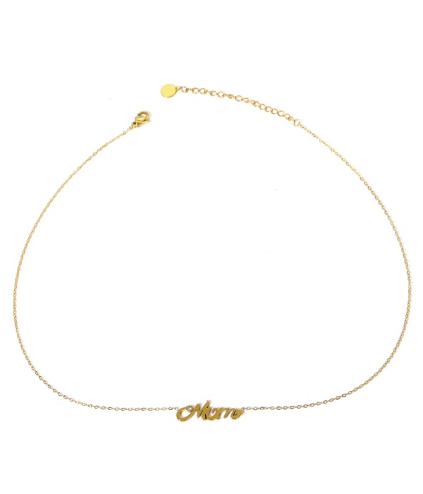 Collar plateado "mom"