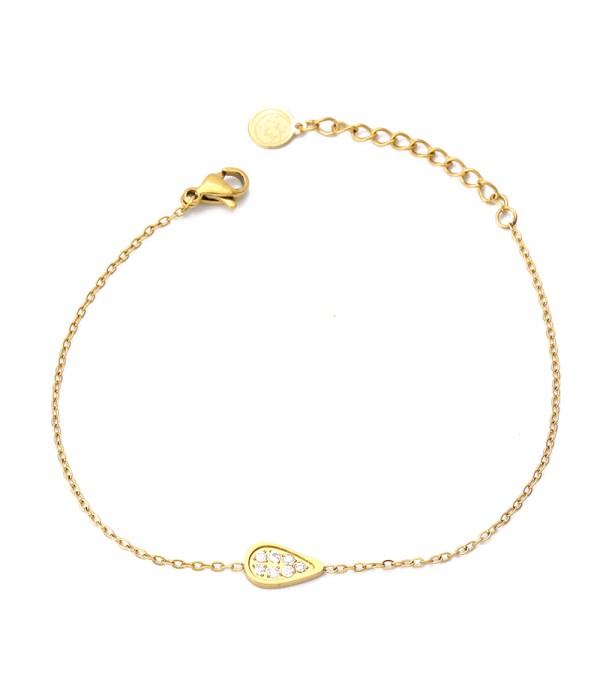 Pulsera dorada con gotas de agua y detalles en circonitas
