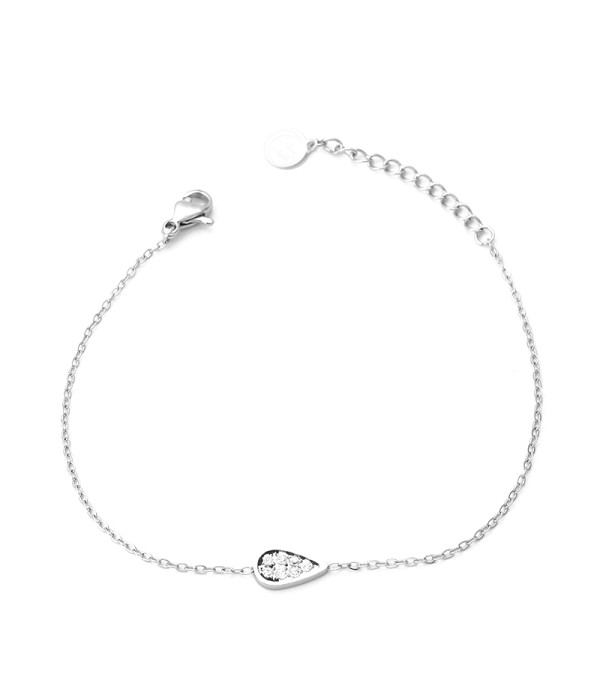 Pulsera plateada con gotas de agua y detalles en circonitas
