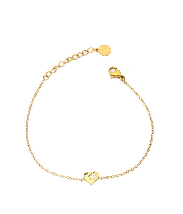 Pulsera dorada con corazón y detalles en circonitas