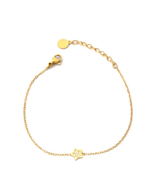Pulsera dorada con estrella y detalles en circonitas