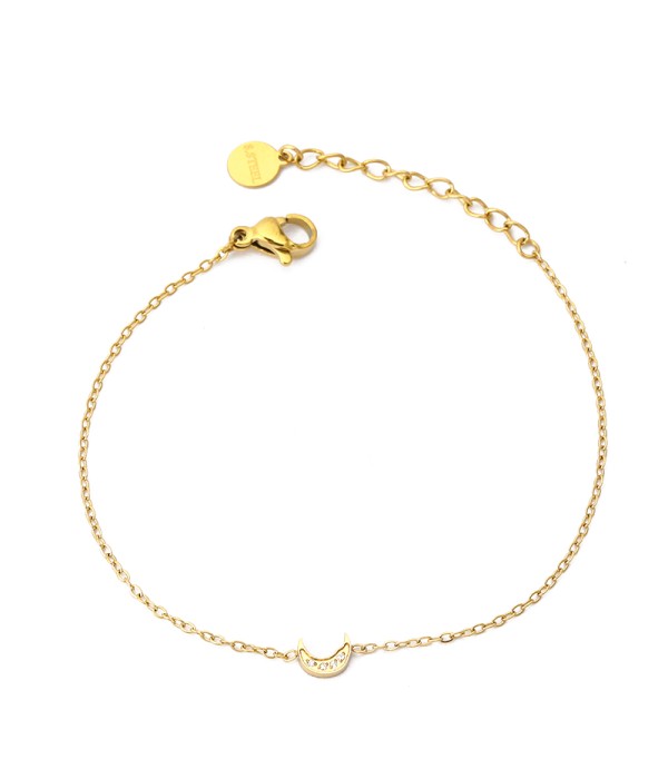 Pulsera dorada con luna y detalles en circonitas