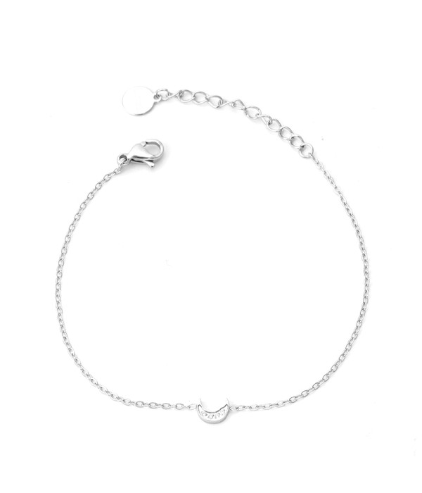 Pulsera plateada con luna y detalles en circonitas