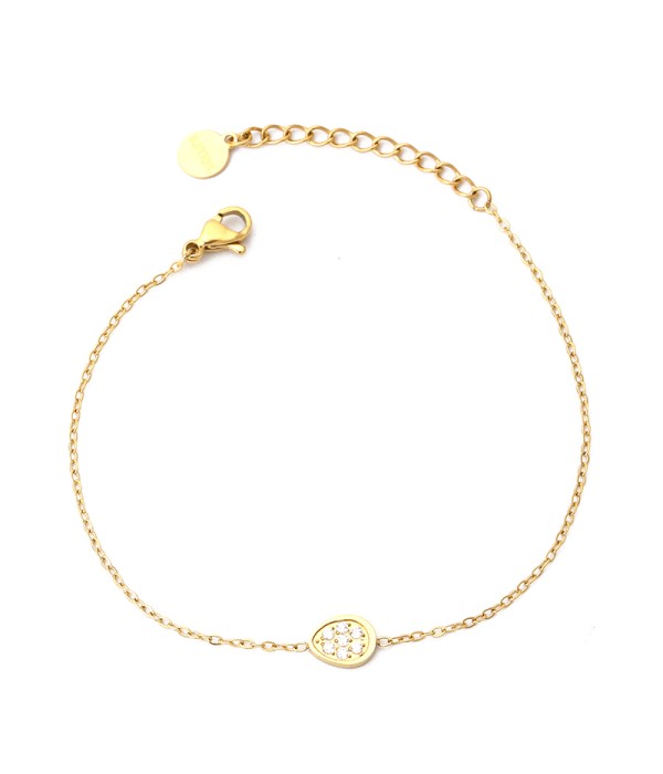 Pulsera dorada con óvalo puntiagudo y detalles en circonitas