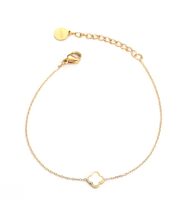 Pulsera dorada con flor de nácar