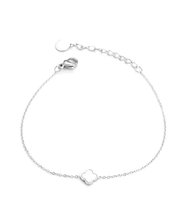 Pulsera plateda con flor de nácar