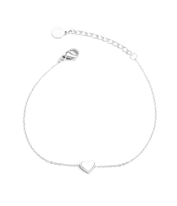 Pulsera plateda con corazón de nácar
