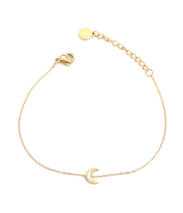 Pulsera dorada con luna de nácar