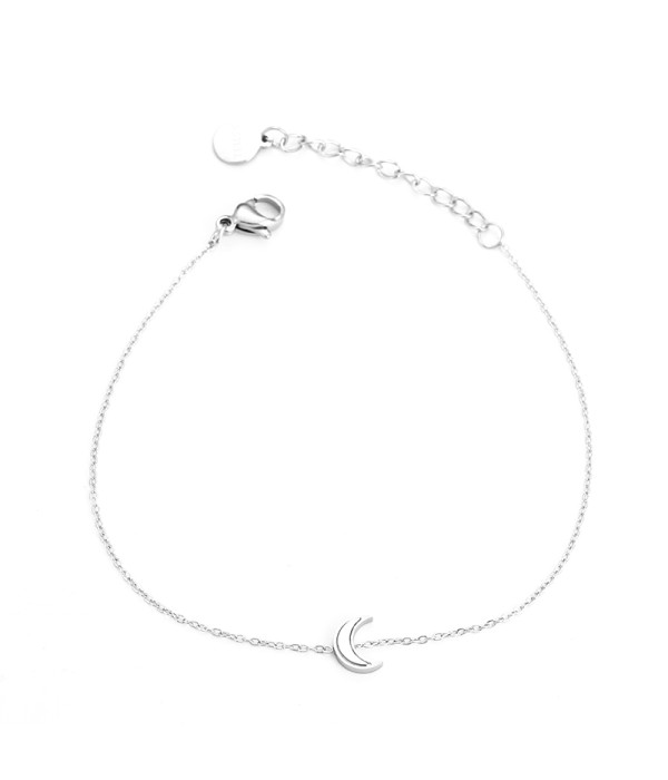 Pulsera plateda con luna de nácar