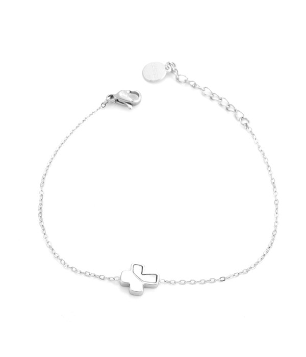 Pulsera plateda con cruz