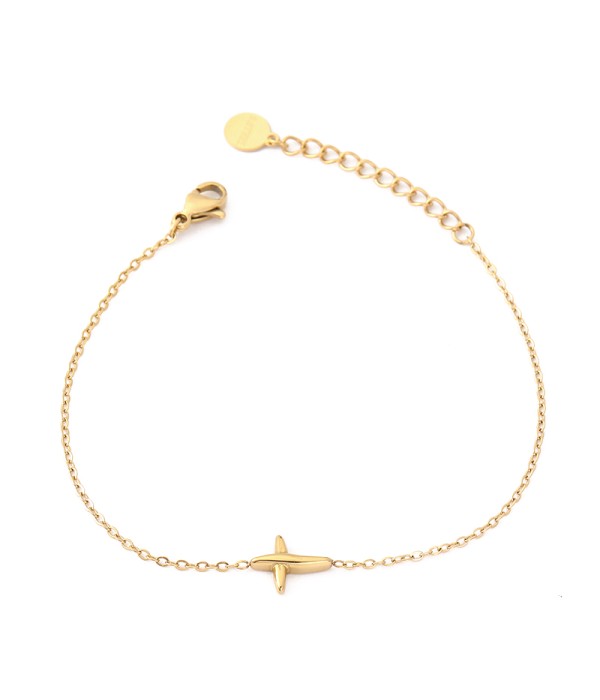 Pulsera dorada con cruz