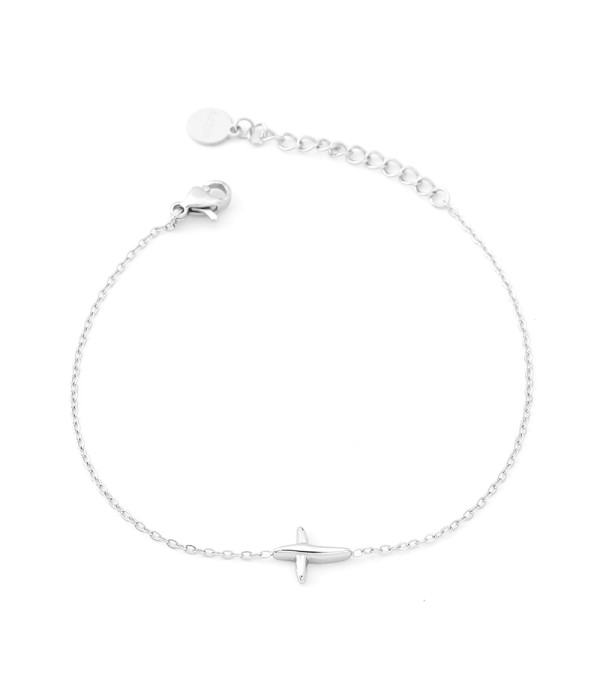 Pulsera plateada con cruz