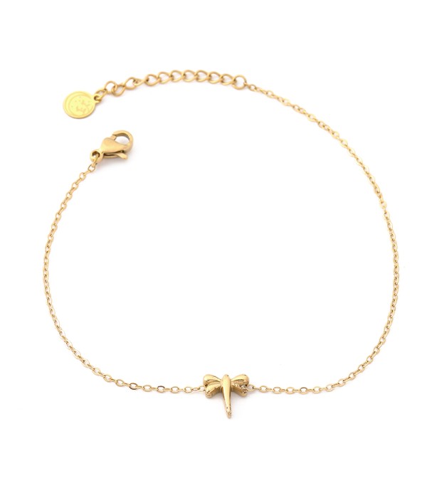Pulsera dorada con libélula