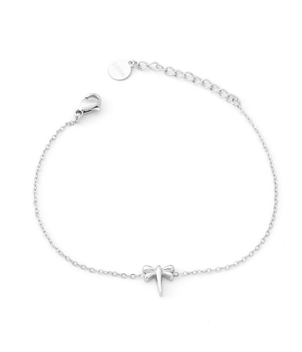 Pulsera plateada con libélula