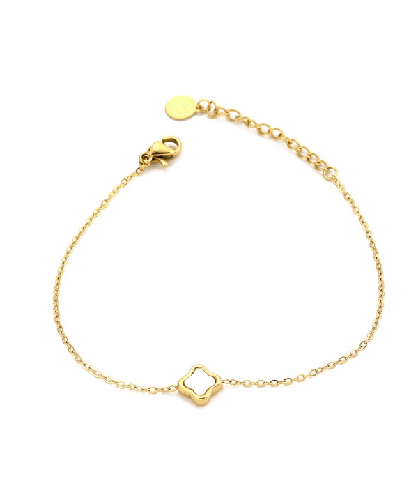 Pulsera dorada con flor