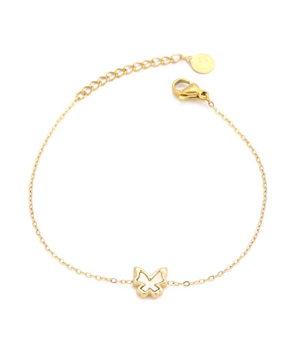 Pulsera dorada con mariposa