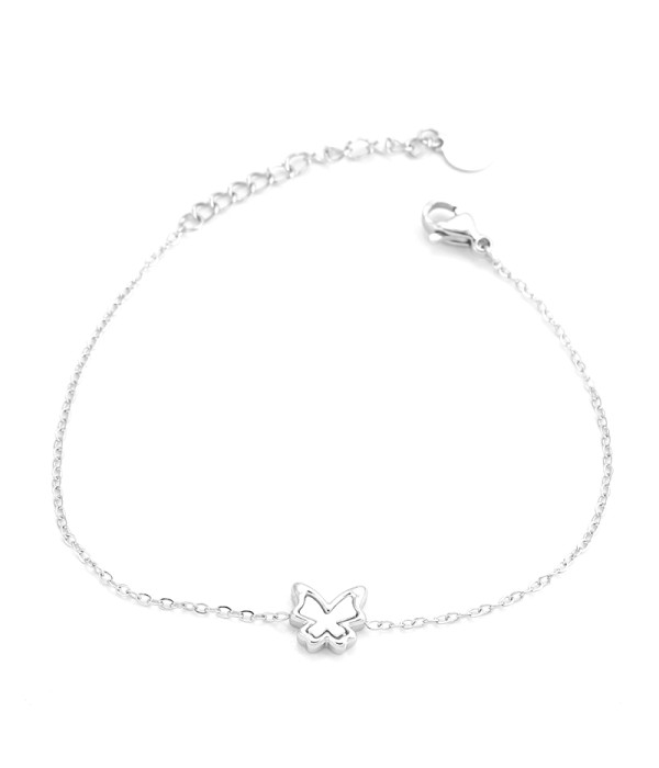 Pulsera plateada con mariposa