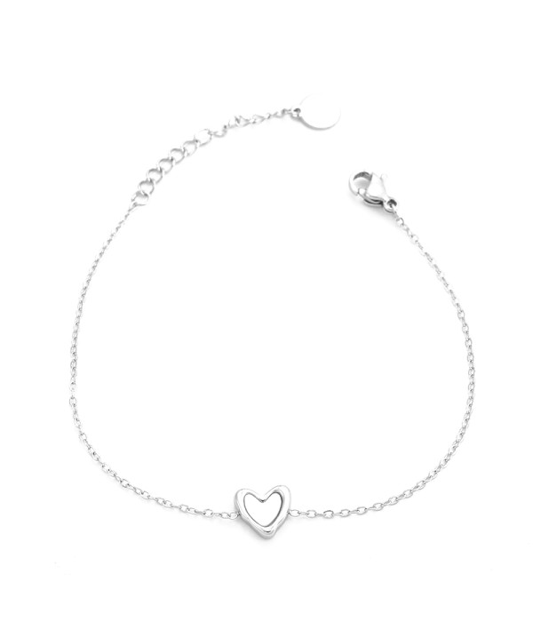 Pulsera plateada con corazón