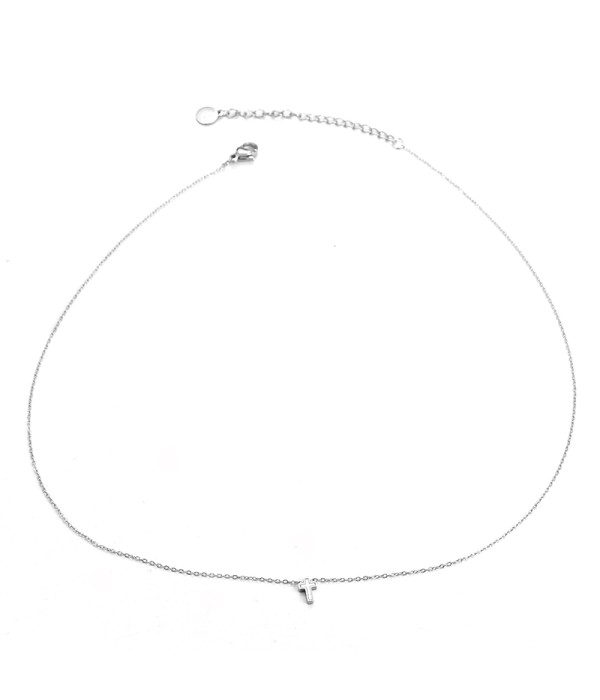 Collar plateado con cruz de nácar