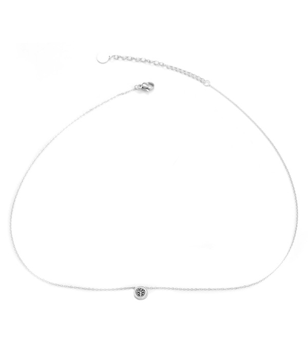 Collar plateado con árbol de nácar