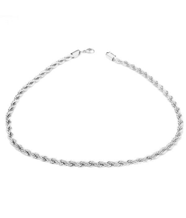 Collar plateado de cadena simple trenzada