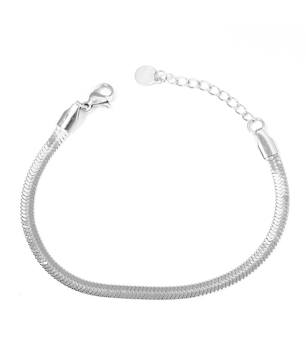 Pulsera plateada de cadena tipo serpiente