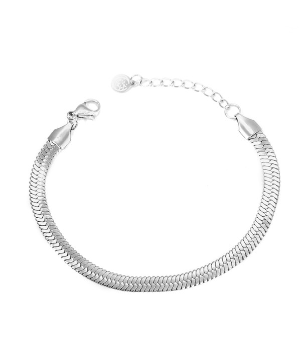 Pulsera plateada de cadena tipo serpiente