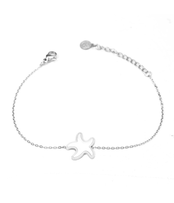 Pulsera plateada con estrella de mar