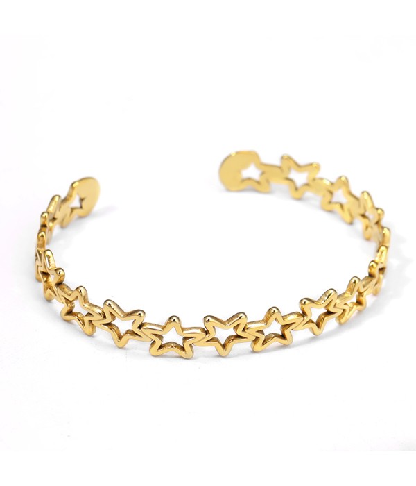 Pulsera rígida dorada de aros de estrellas