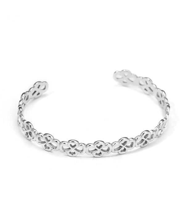 Pulsera rígida plateada de aros de flores