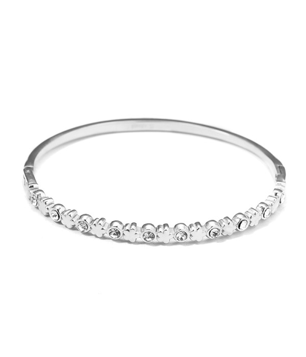 Pulsera rígida plateada tipo manguito