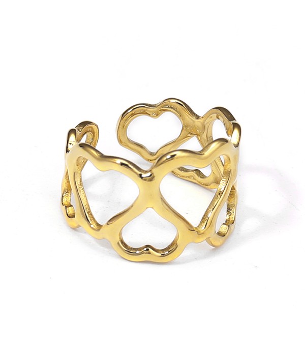 Anillo dorado de aros de corazones