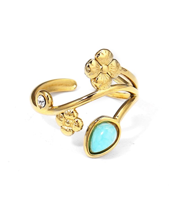 Anillo dorado con piedras