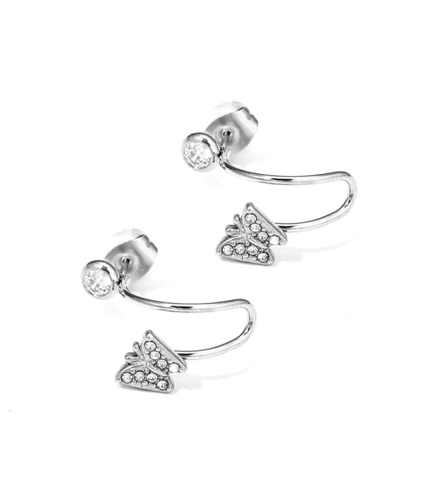 Pendientes plateados de mariposa con circonitas