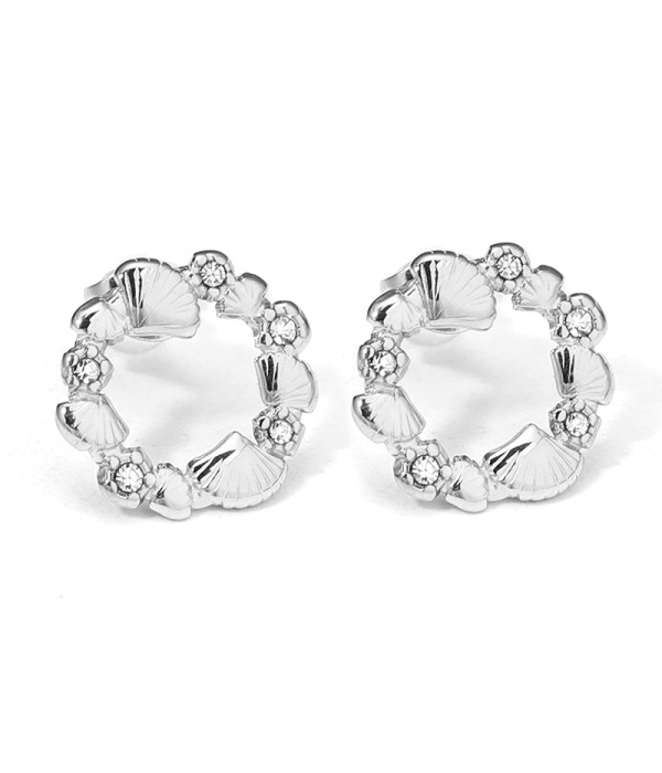 Pendientes con aros de vieiras con circonitas 2