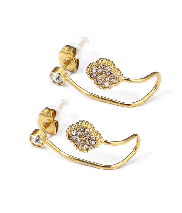 Pendientes dorados de flor con circonitas