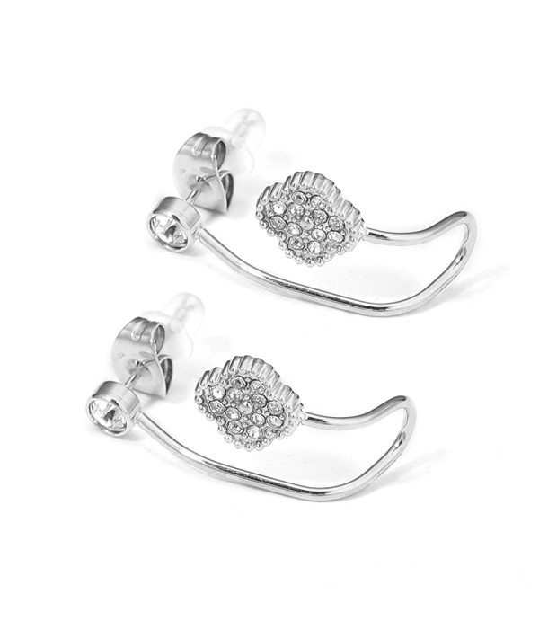 Pendientes plateados de flor con circonitas