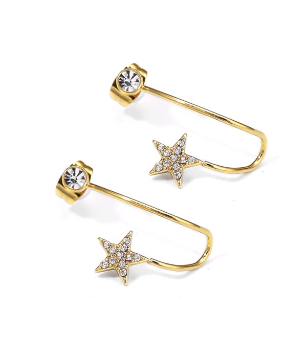 Pendientes dorados de estrella con circonitas