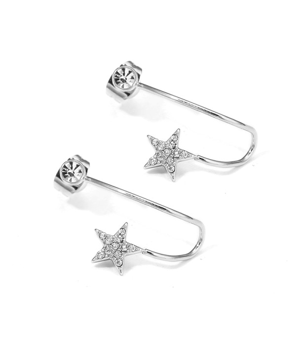 Pendientes plateados de estrella con circonitas