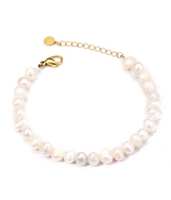 Pulsera clásica de perlas naturales grandes