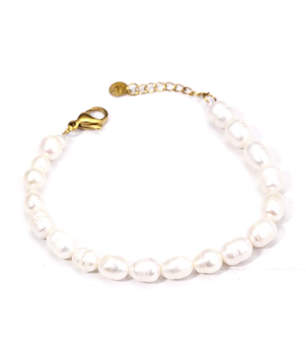 Pulsera clásica de perlas naturales grandes