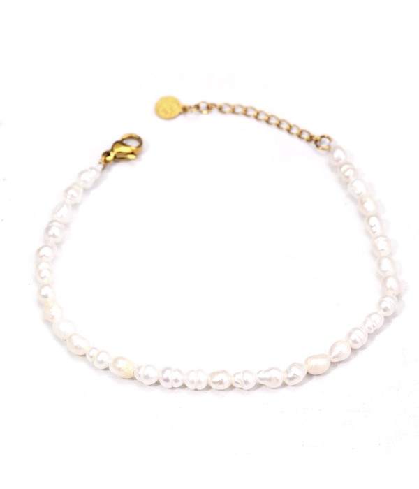Pulsera clásica de perlas naturales medianos