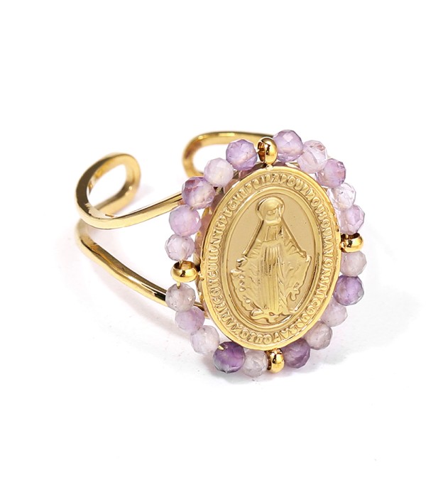 Anillo dorado con imagen de Cristo