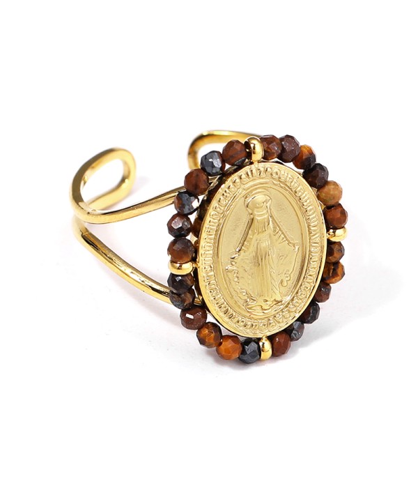 Anillo dorado con imagen de Cristo