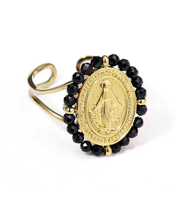 Anillo dorado con imagen de Cristo