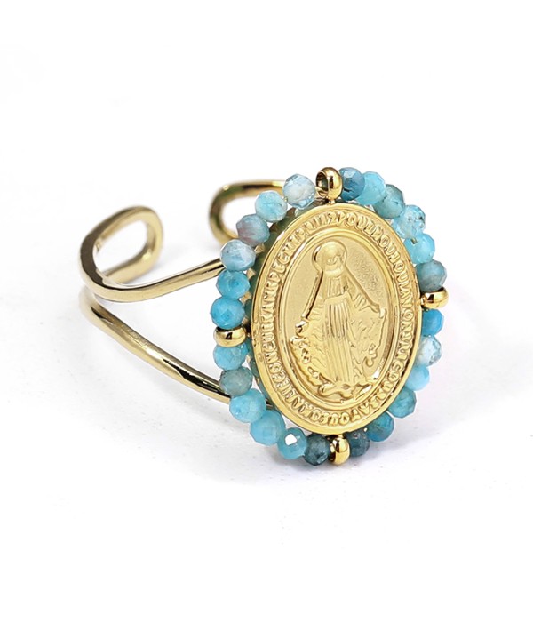 Anillo dorado con imagen de Cristo