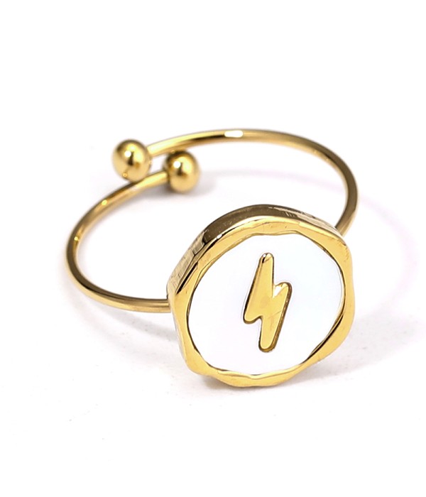 Anillo dorado de nácar con rayos