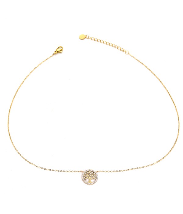 Collar dorado con colgante de árbol de la vida