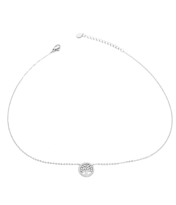 Collar plateado con colgante de árbol de la vida